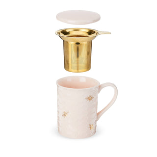 Annette™ 3D Ceramic Mug with Infuser Honeycomb Bee Happy