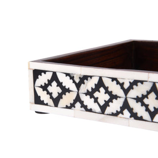 Bathroom Vanity Tray Parlour-Rummy Pattern Black & White 10x6 inch