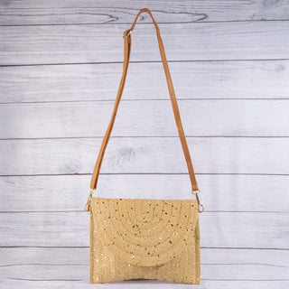 Straw Woven Gold Accents Clutch Bag