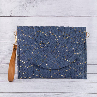 Straw Woven Gold Accents Clutch Bag