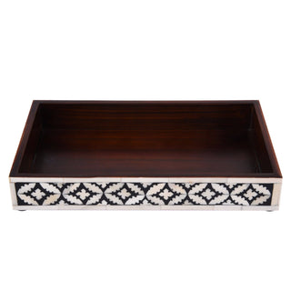 Bathroom Vanity Tray Parlour-Rummy Pattern Black & White 10x6 inch