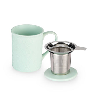 Annette™ 3D Ceramic Mug with Tea Infuser in Souk Mint