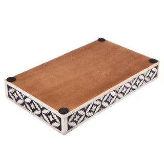 Bathroom Vanity Tray Parlour-Rummy Pattern Black & White 10x6 inch