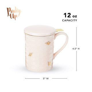 Annette™ 3D Ceramic Mug with Infuser Honeycomb Bee Happy