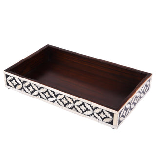 Bathroom Vanity Tray Parlour-Rummy Pattern Black & White 10x6 inch