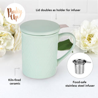 Annette™ 3D Ceramic Mug with Tea Infuser in Souk Mint