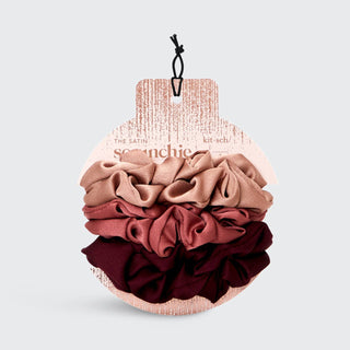 Holiday Satin Scrunchies 6pc - Mulberry Spice